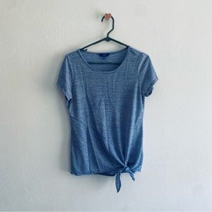 Apt. 9 blue striped tie front tee